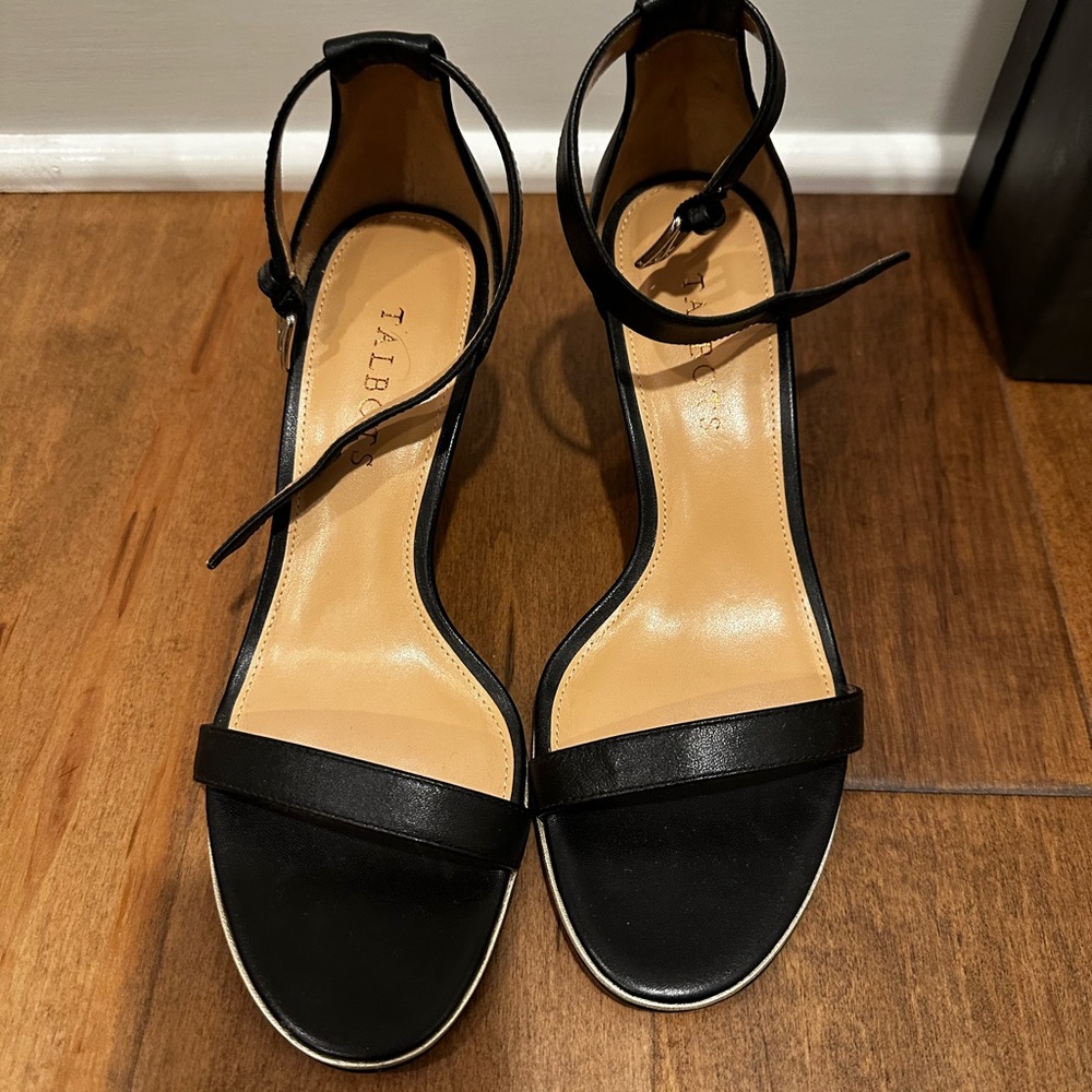 Talbots Black Leather Open toed Heels
